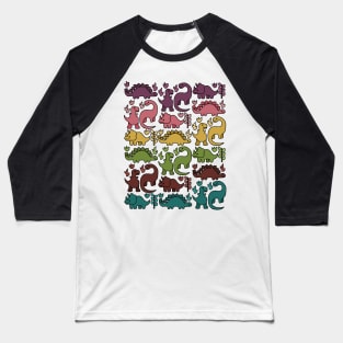Jewel Tone Colorful Dinosaurs Baseball T-Shirt